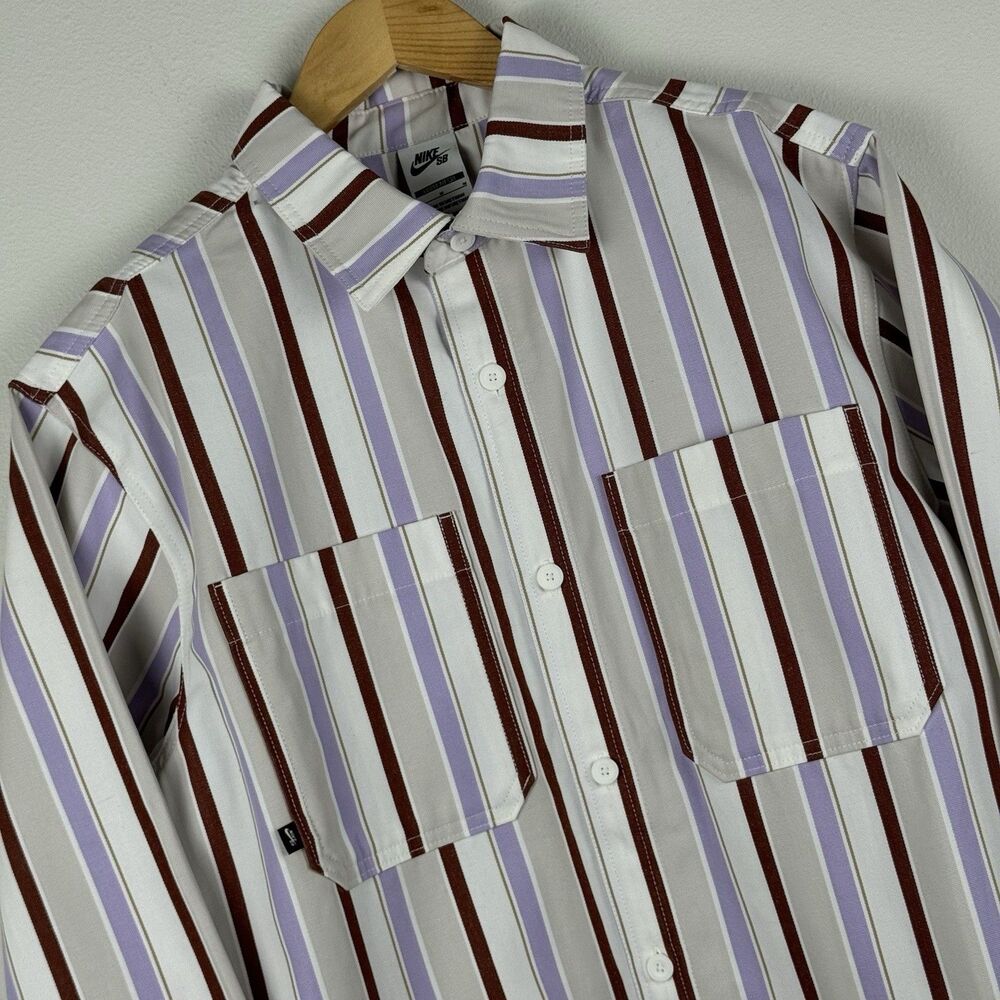 Nike SB Skateboarding HJ2906-133 Long Sleeve Striped Shirt Men Size Medium NEW